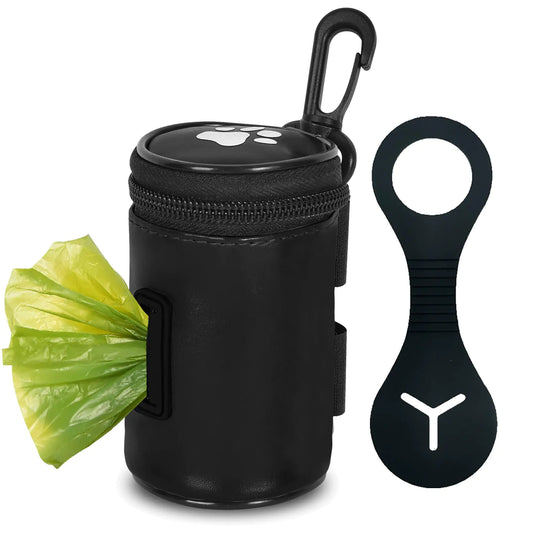 Dog Poop Bag Dispenser Dog Poop Bag Holder for Leashes Pets Waste Bag Container With Inner Small Bag Puppy Supplies Perfect for Training and Walking - Hands Free Dog Waste Bag Dispenser Black